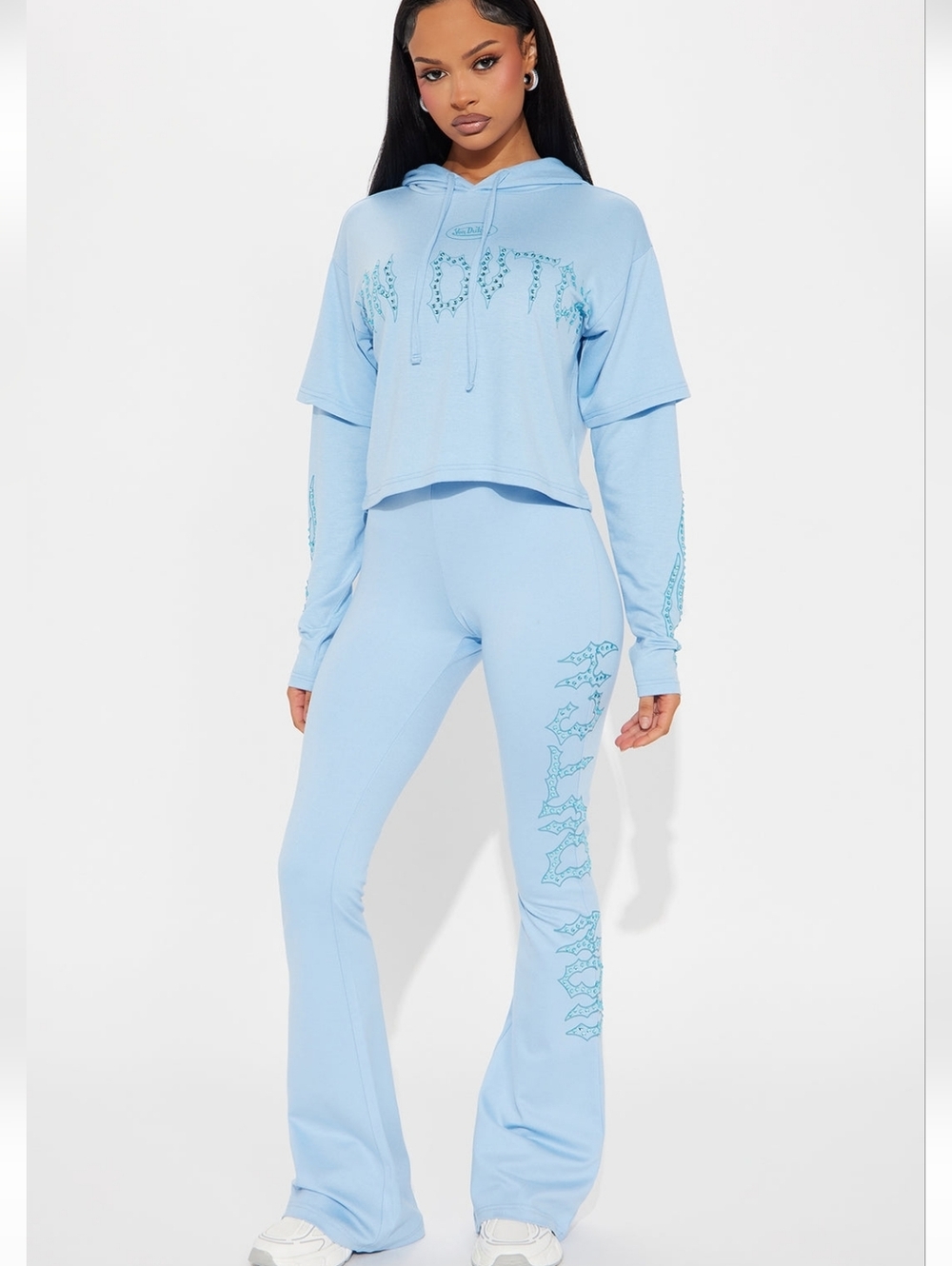 Von Dutch Fire Racer Rhinestone Flared Pant And Hoodie